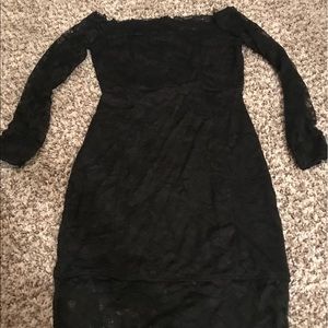 3/4 Sleeve Small Lace Black Cocktail Dress